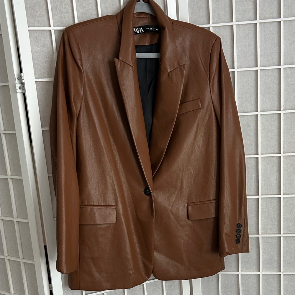 Zara Chestnut Faux Leather Jacket